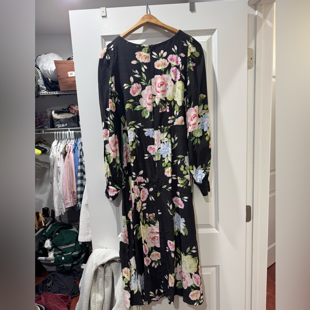 Yumi Kim floral midi, long sleeve, high slit dress - Picture 2 of 3